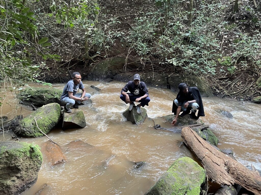 Some of the youth enjoying nature along the hike